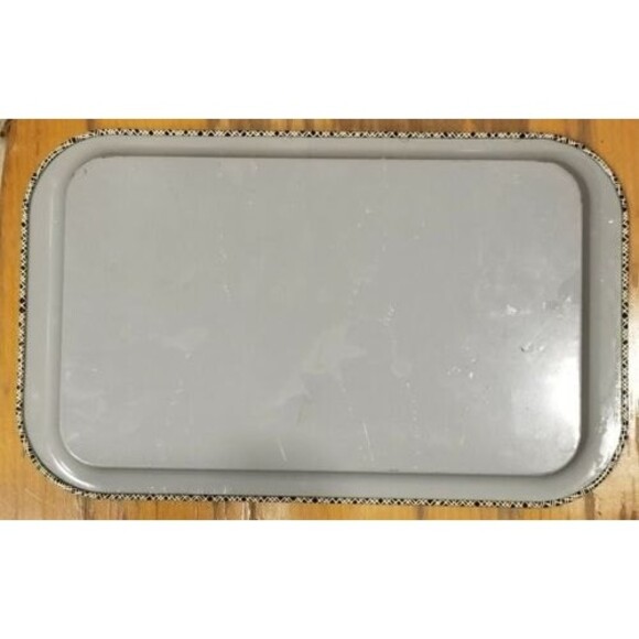 Vintage 1950's Mid-Century Rose & Daisy Floral Black Metal TV Serving Tray - Picture 3 of 3